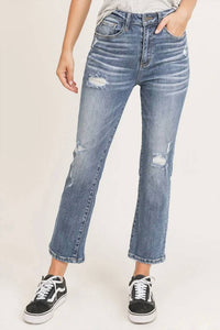 Risen - Women's Vintage Washed Straight Jeans