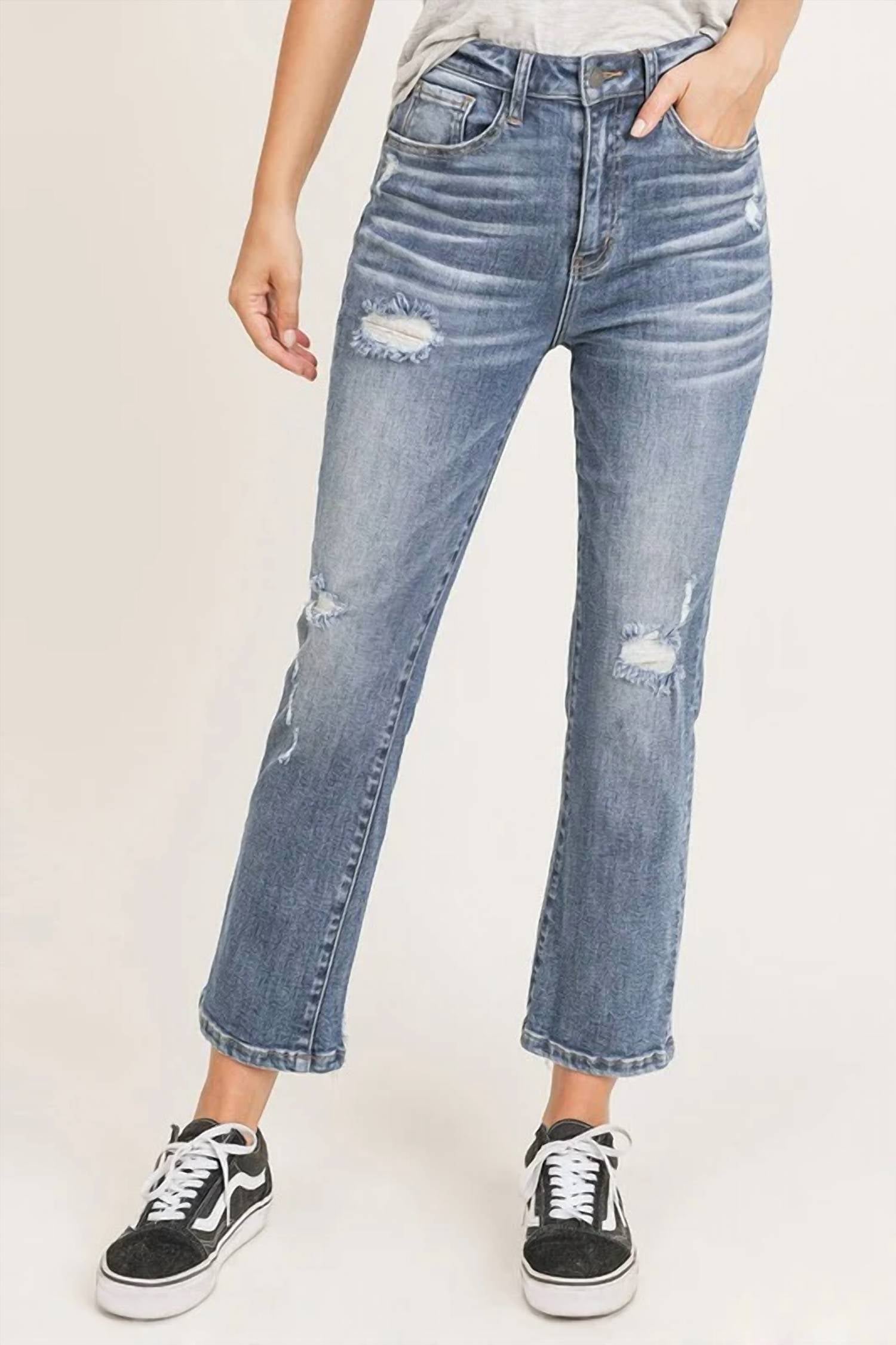 Risen - Women's Vintage Washed Straight Jeans
