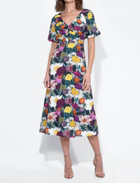 adelyn rae Elinda Ruched Front Midi Dress in multi - women's dress