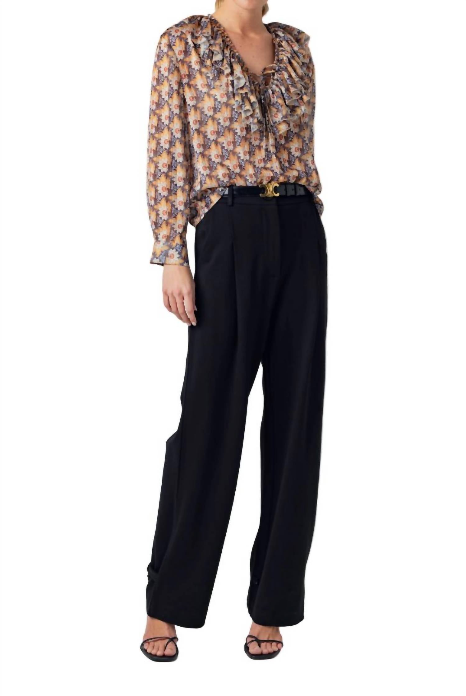 sundays RUMI TOP in harvest floral - women's long sleeve top - detail view