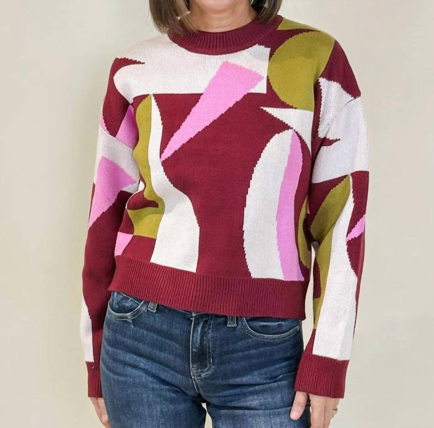 Thml - Mock Neck Abstract Sweater