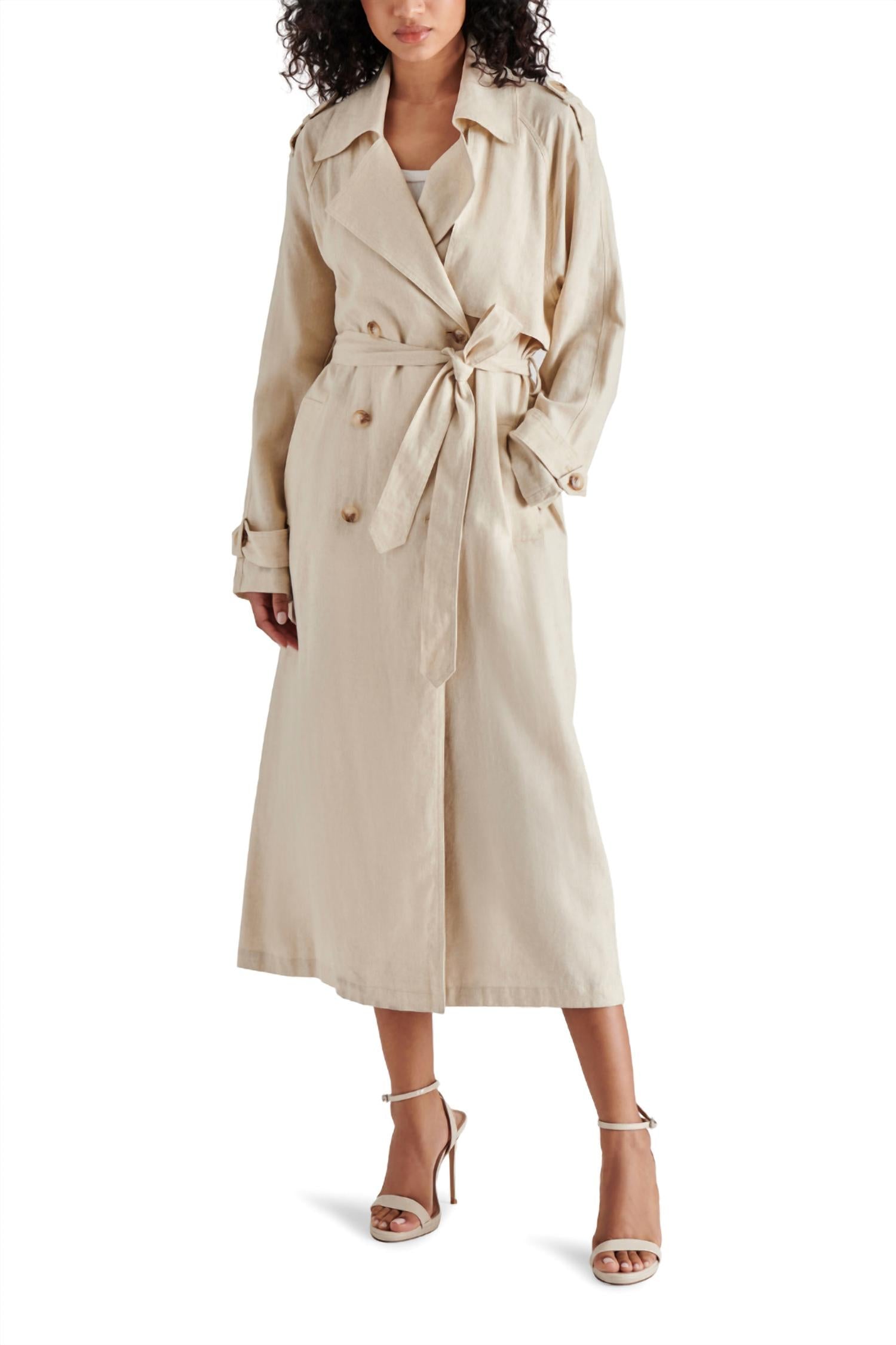 STEVE MADDEN Lennox Trench Coat in natural - women's jacket