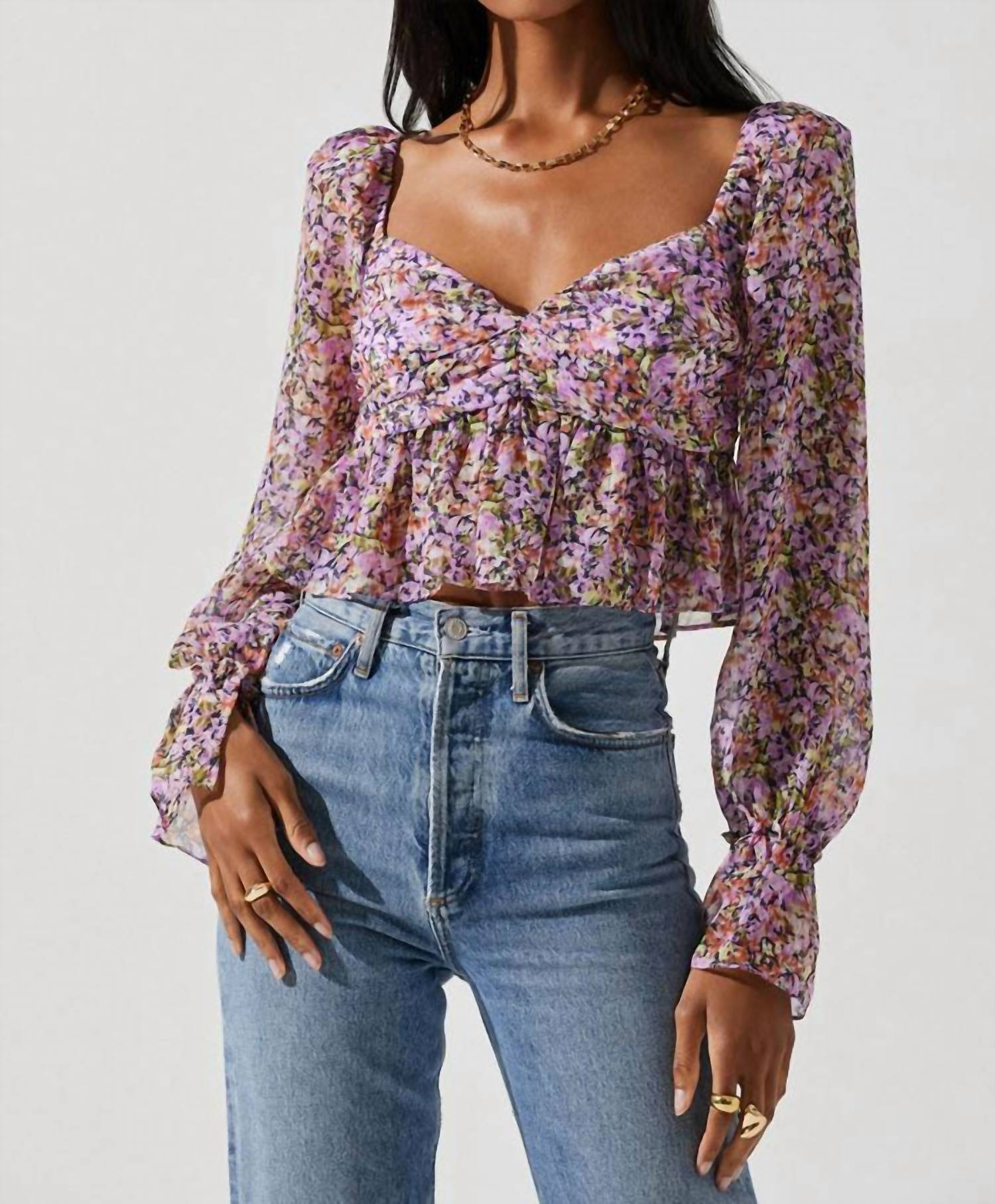 Astr - Luann Long Puff Sleeve Top