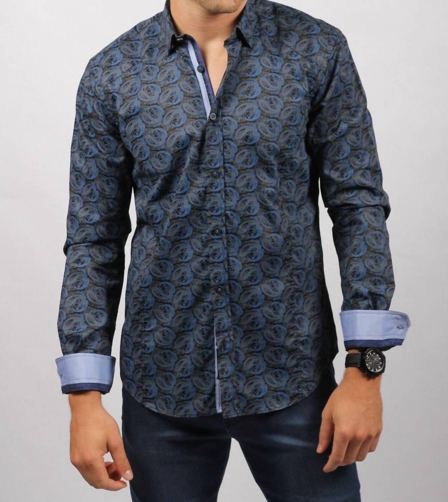 Eight X - Paisley Button Down Shirt With Trim