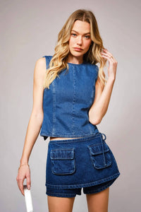 Blue B - Claire Western Open-back Denim Top