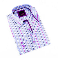 Eight X - Striped Button Down Shirt With Plaid Trim