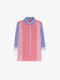 Vilagallo - Lace Cuffs Striped Shirt