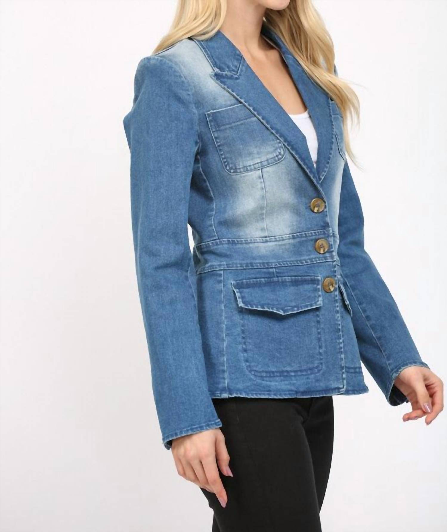 Fate - Washed Stretch Denim Blazer