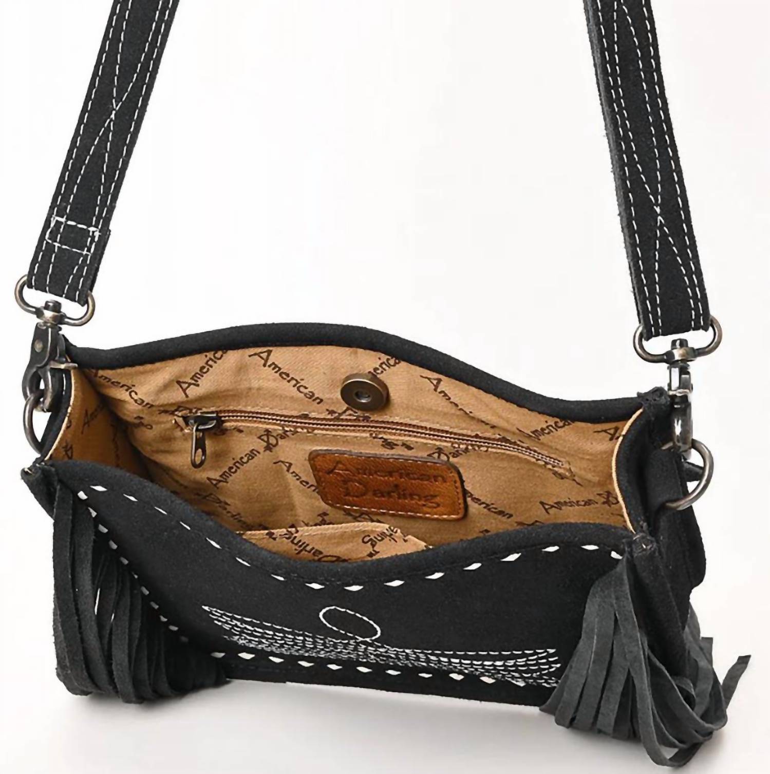 American Darling Women's Boot Stitch Crossbody Bag in black - women's bag - alternate view