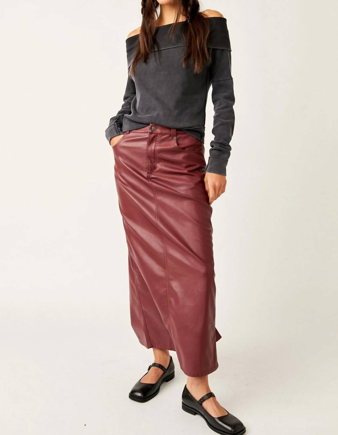 Free People - City Slicker Vegan Maxi Skirt