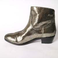 Django & Juliette Women's Rarla Ankle Boots in black gold distressed leather - women's shoe - detail view