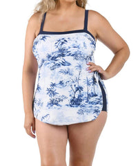 Maxine Of Hollywood - Toile De Tropical Bandeau Sarong One Piece - Plus