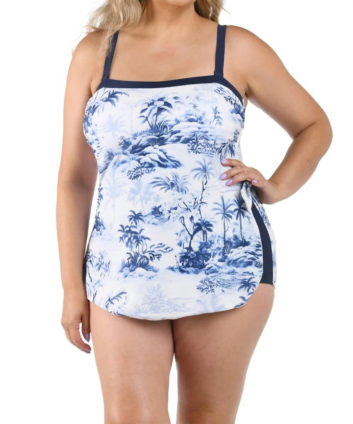 Maxine Of Hollywood - Toile De Tropical Bandeau Sarong One Piece - Plus