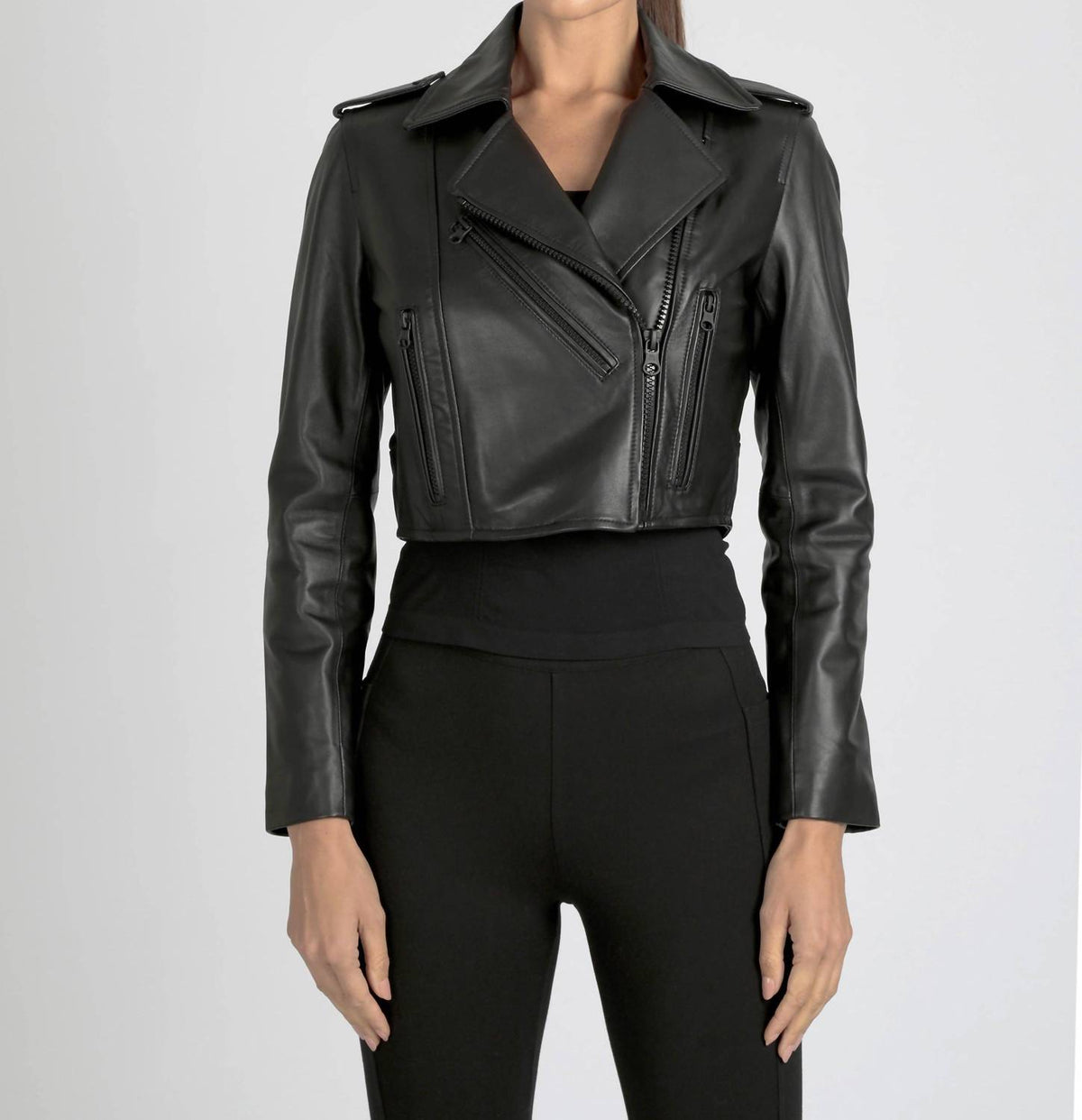 Blanc Noir - Cleo Cropped Moto Jacket