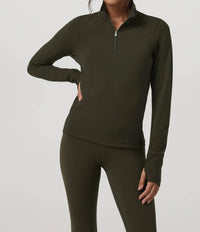 Vuori Chilled Out Half Zip Pullover in olive - women's top
