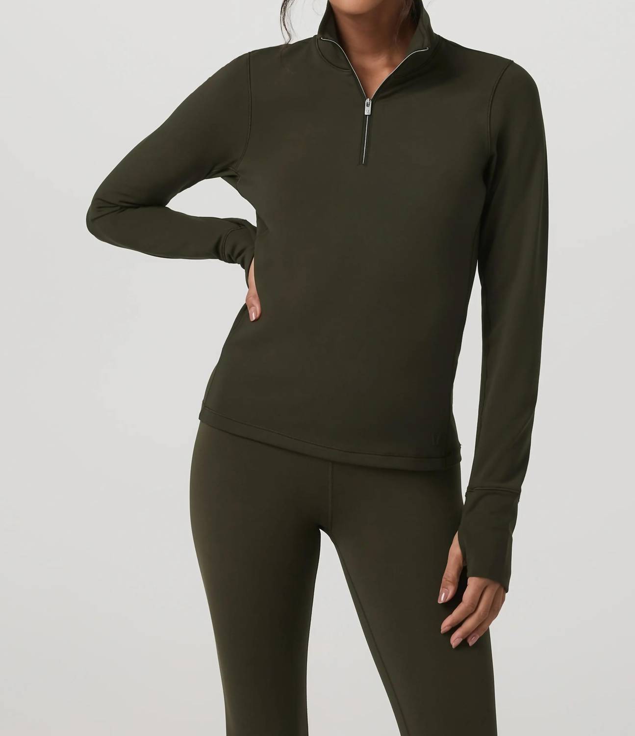 Vuori Chilled Out Half Zip Pullover in olive - women's top