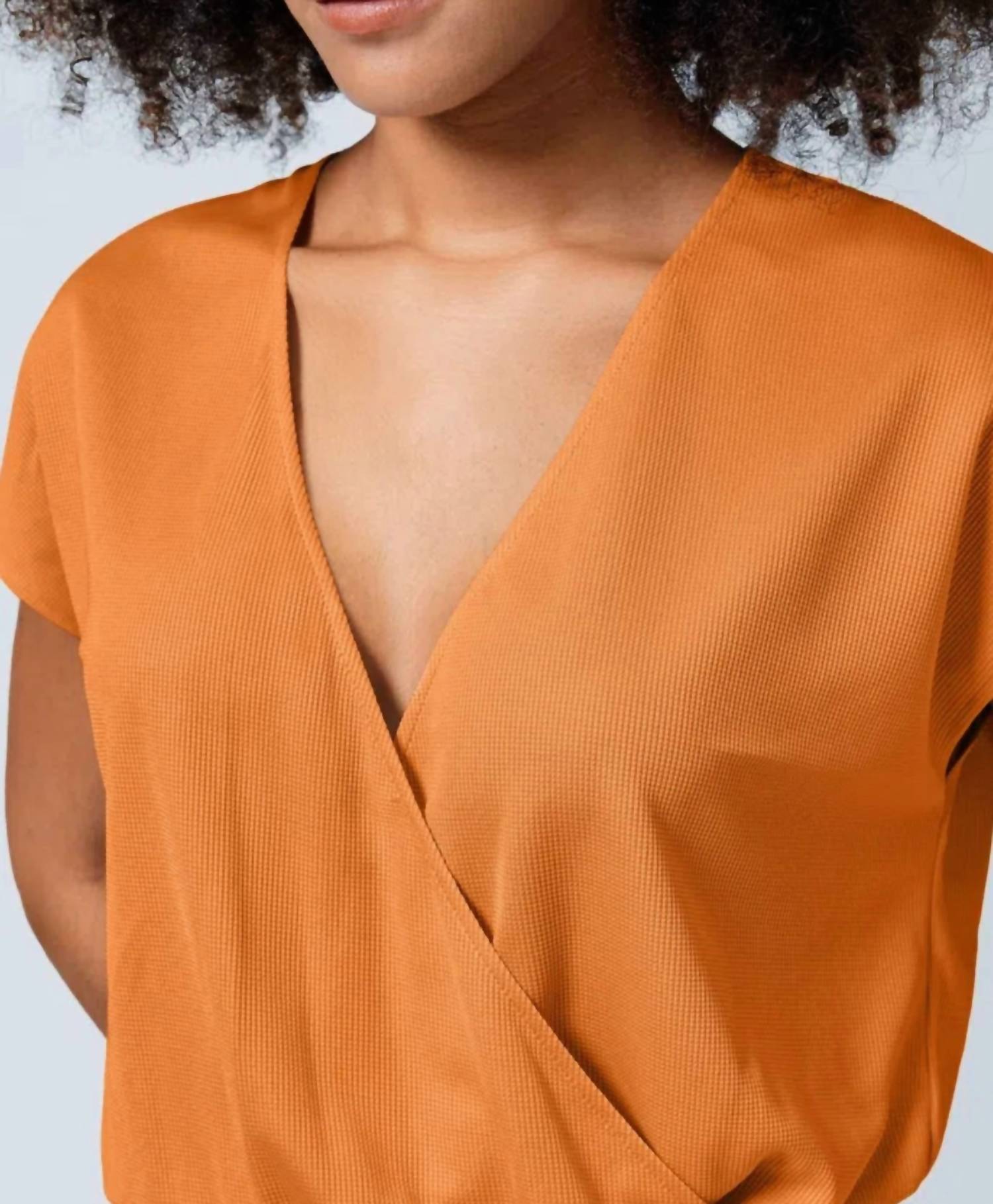 Halara Short Sleeve Wide Leg Jumpsuit in orange - women's pants - view 8