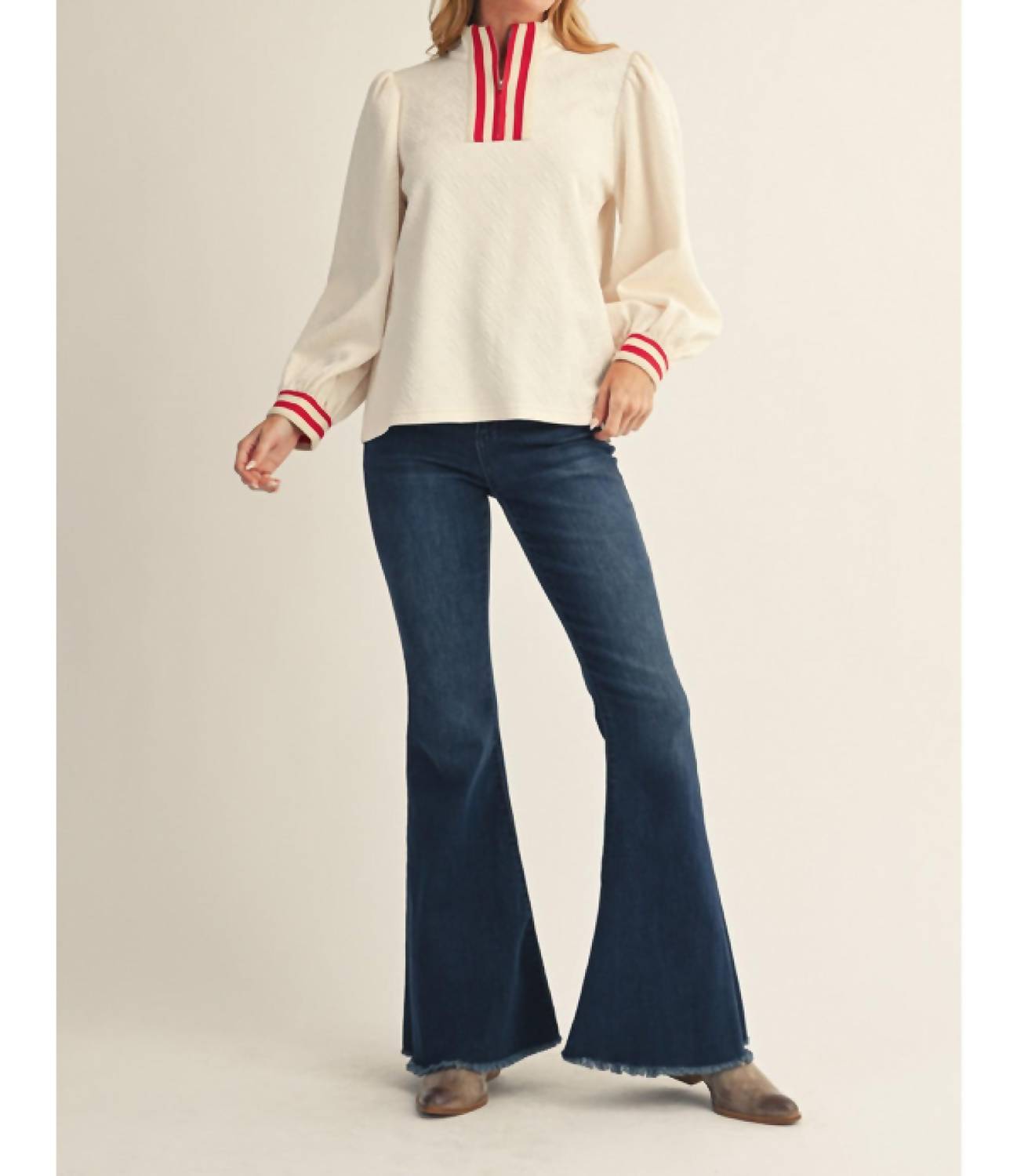 Jodifl Old School Top in ivory - women's long sleeve top