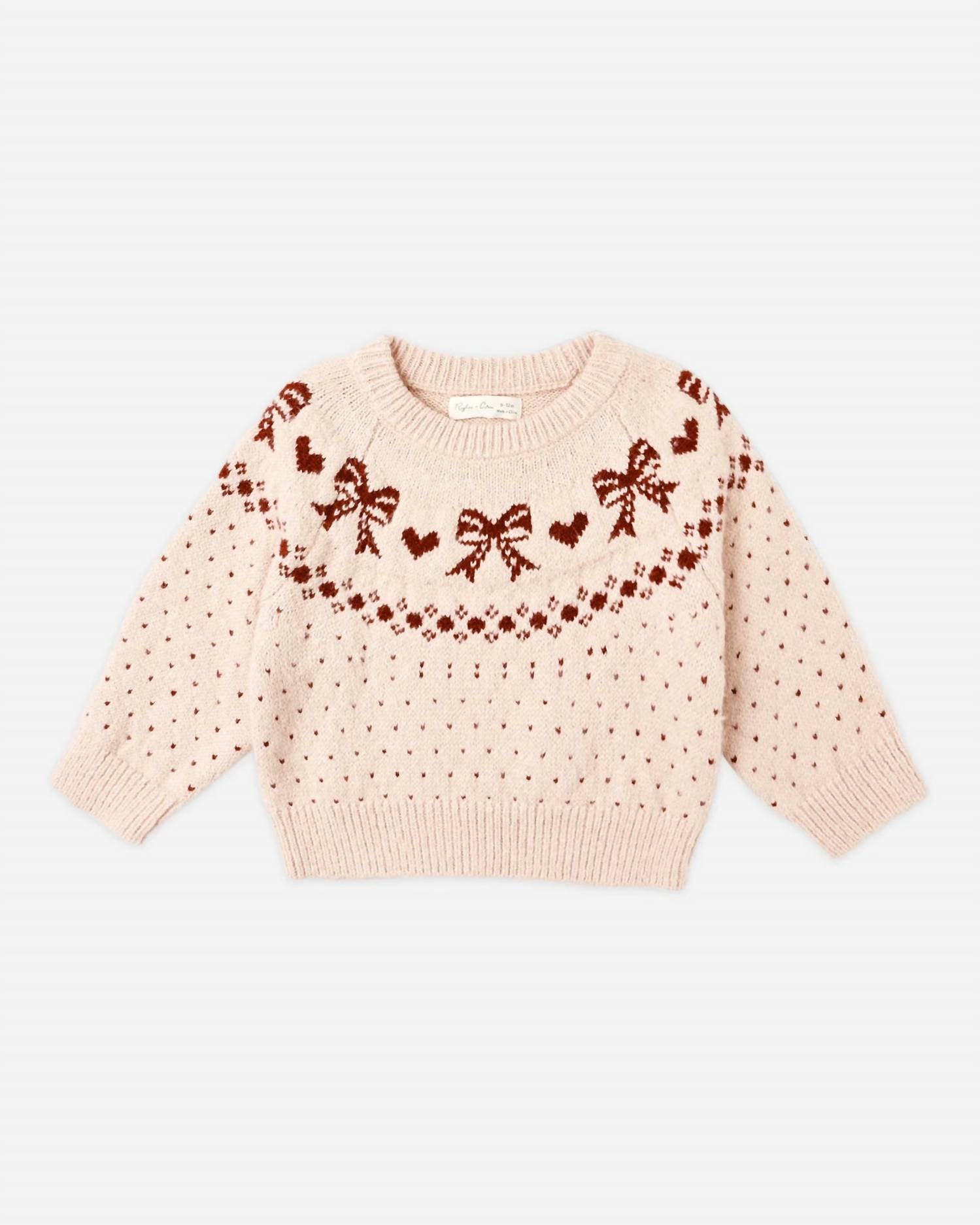 Rylee + Cru - Girls' Fair Isle Bows Sweater