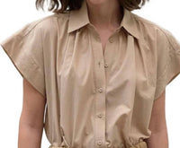 SECULAR Trinity Button Top in nude - women's shirt - detail view