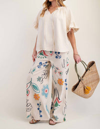 Easel - Washed Chambray Woven Top