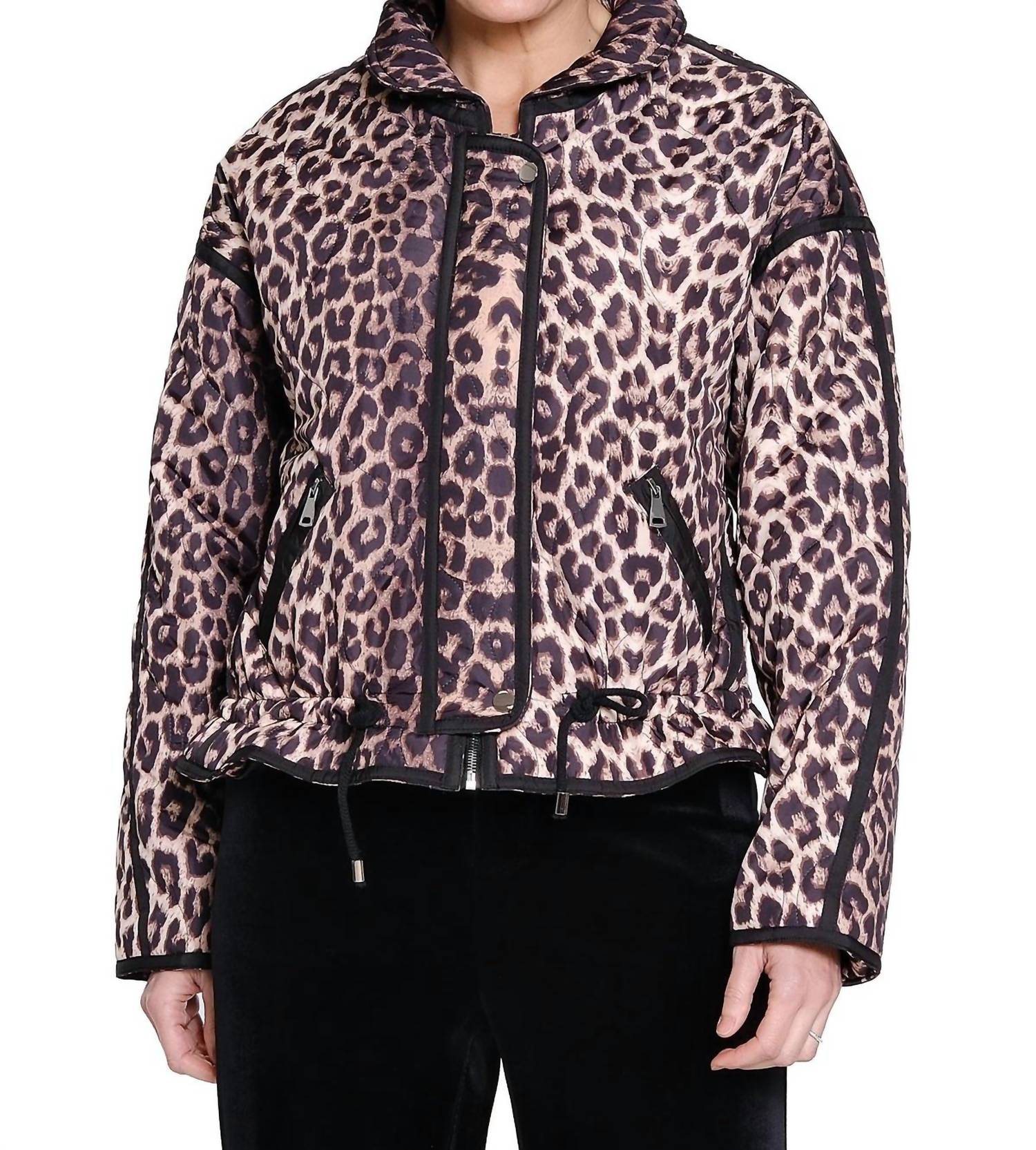 TRU LUXE Animal Print Quilted Jacket in leopard - women's jacket