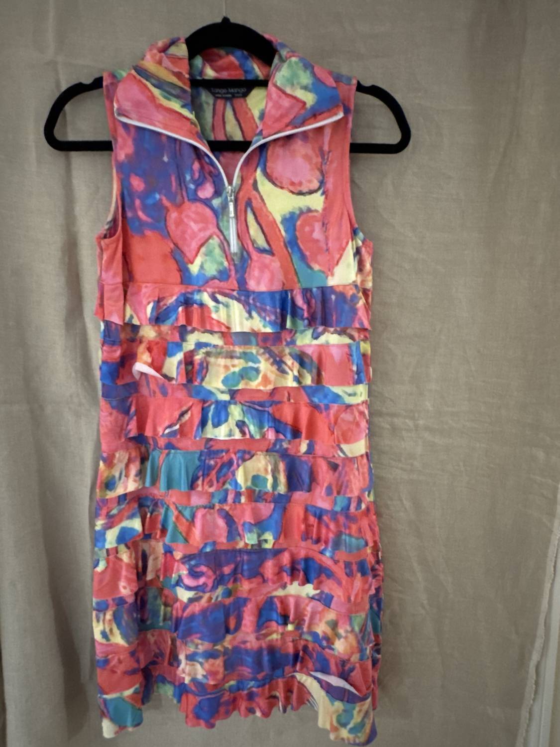 Tango Mango ruffle dress in multi - women's dress - detail view