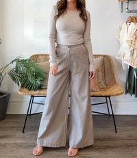 MIOU MUSE Nayeli Striped Wide Leg Pants in brown - women's pants