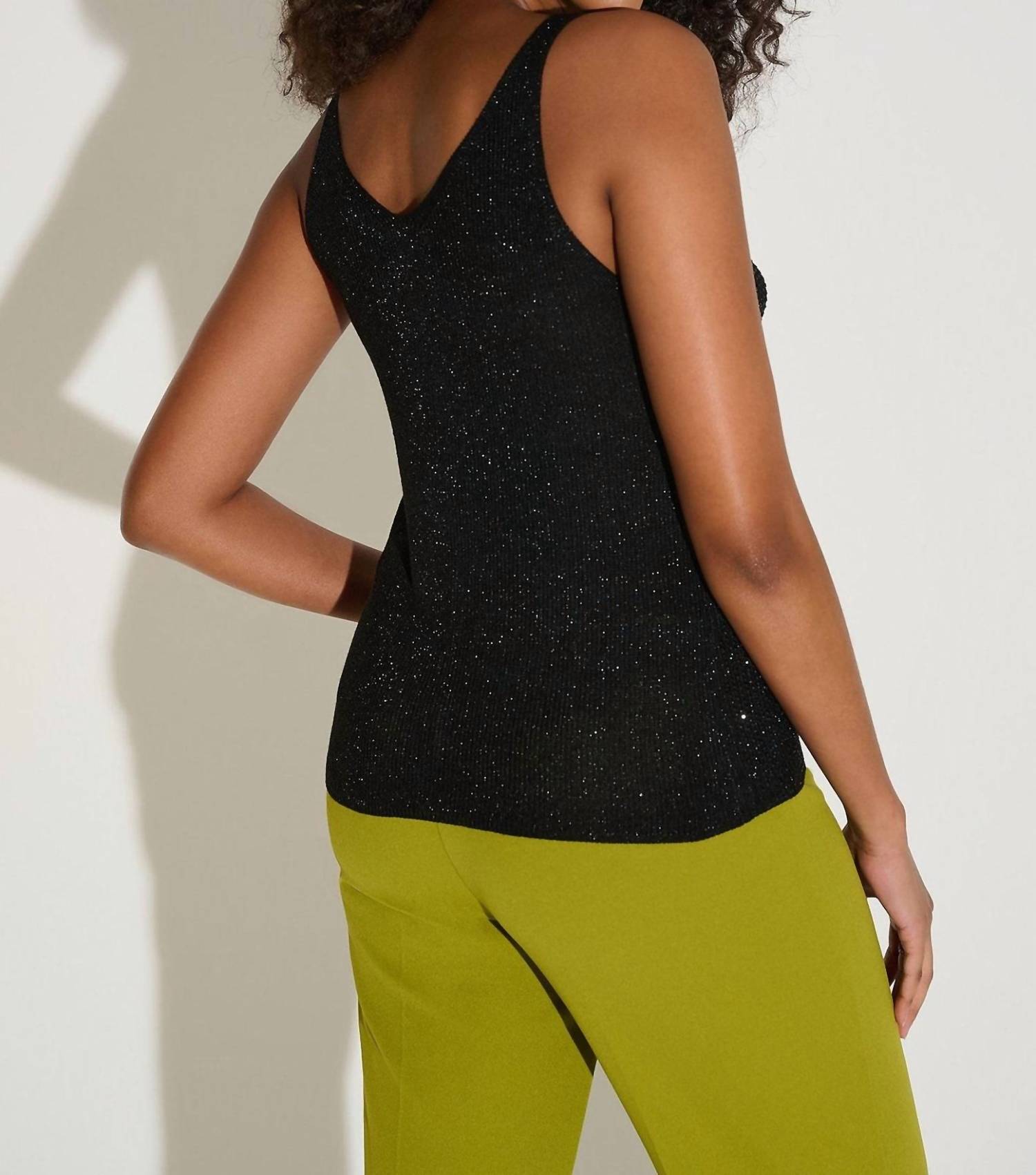 Joseph Ribkoff - V-neck Metallic Knitted Camisole With Rhinestones