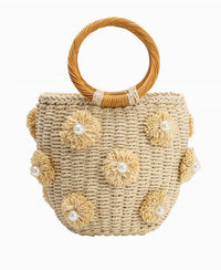 Melie Bianco - Women's Mary Straw Vegan Top Handle Bag