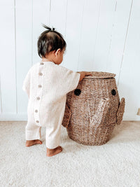 Zoe Jay - Kids' Speckled Ribbed Knit Romper