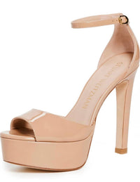 STUART WEITZMAN Women's Disco Patent-leather Sandals in adobe - women's sandal