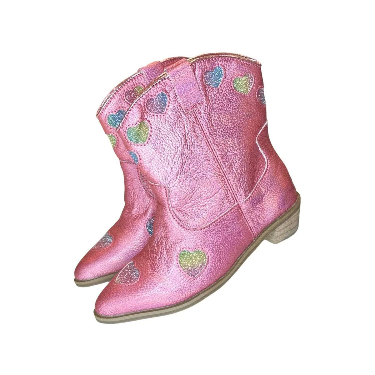 Lola + The Boys - Girls Iridescent Heart Cowgirl Boots