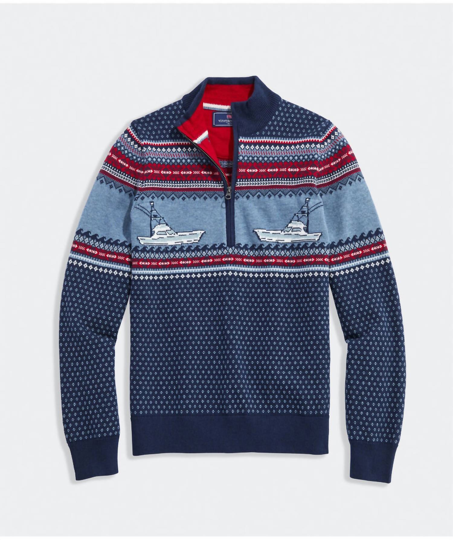 Vineyard Vines - Boys' Fishing Fair Isle Quarter-zip Pullover