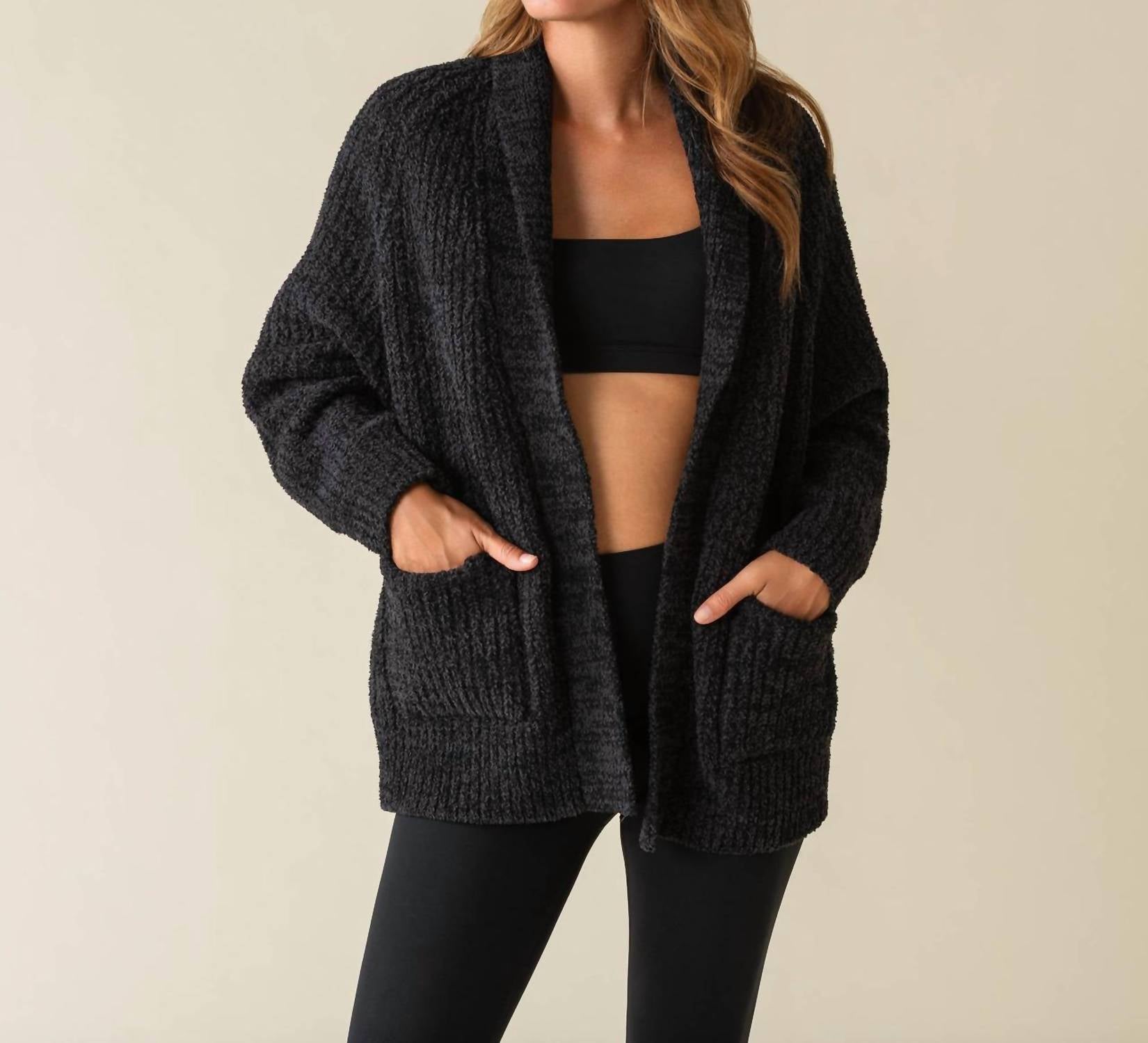 Kashwere Women's Easy Cardigan in black - women's cardigan