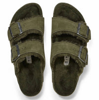 BIRKENSTOCK Women's Arizona Shearling Sandal in thyme - women's sandal - detail view