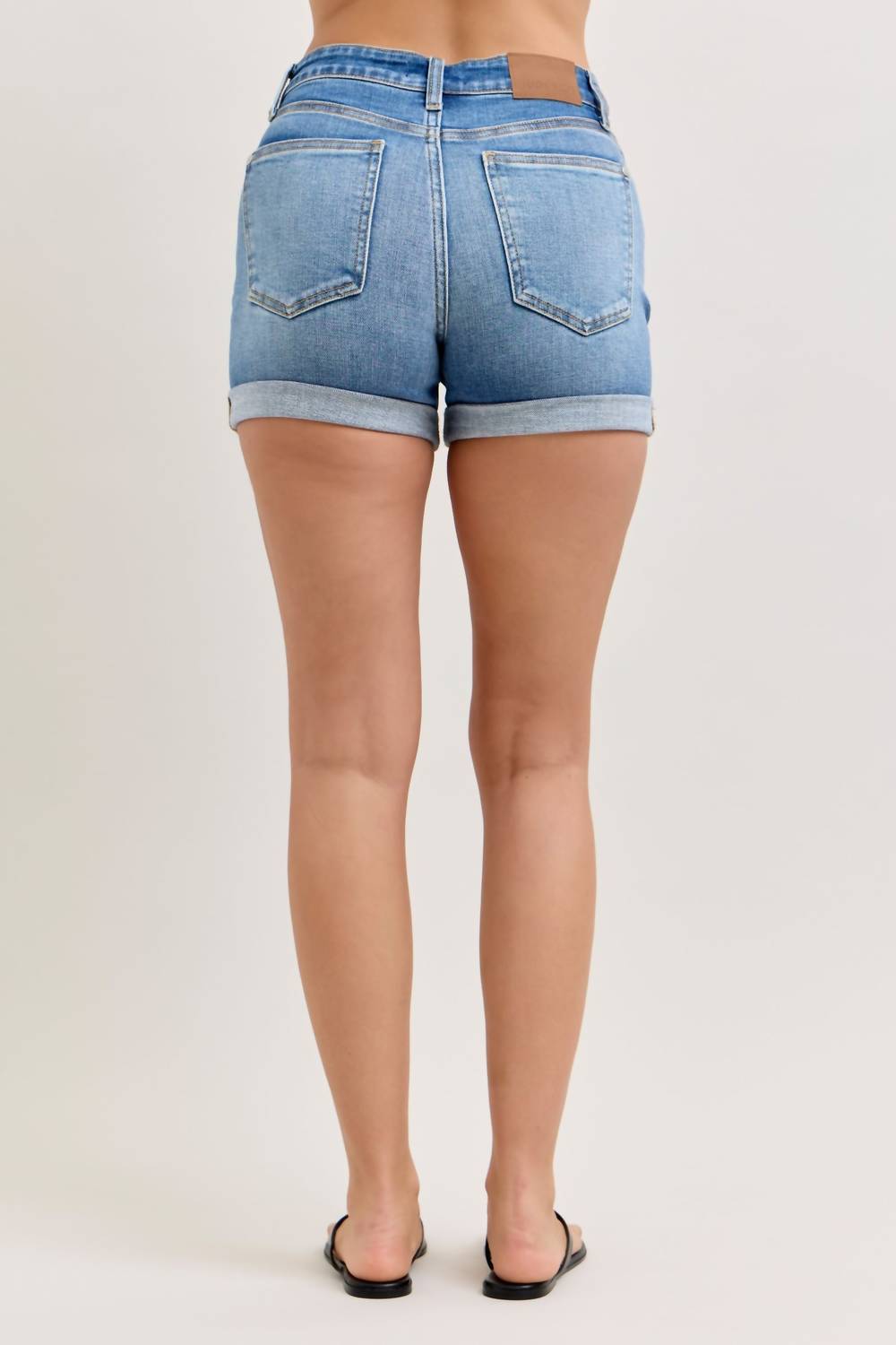 Judy Blue Mid Rise Slim Denim Short in blue - women's shorts - view 4