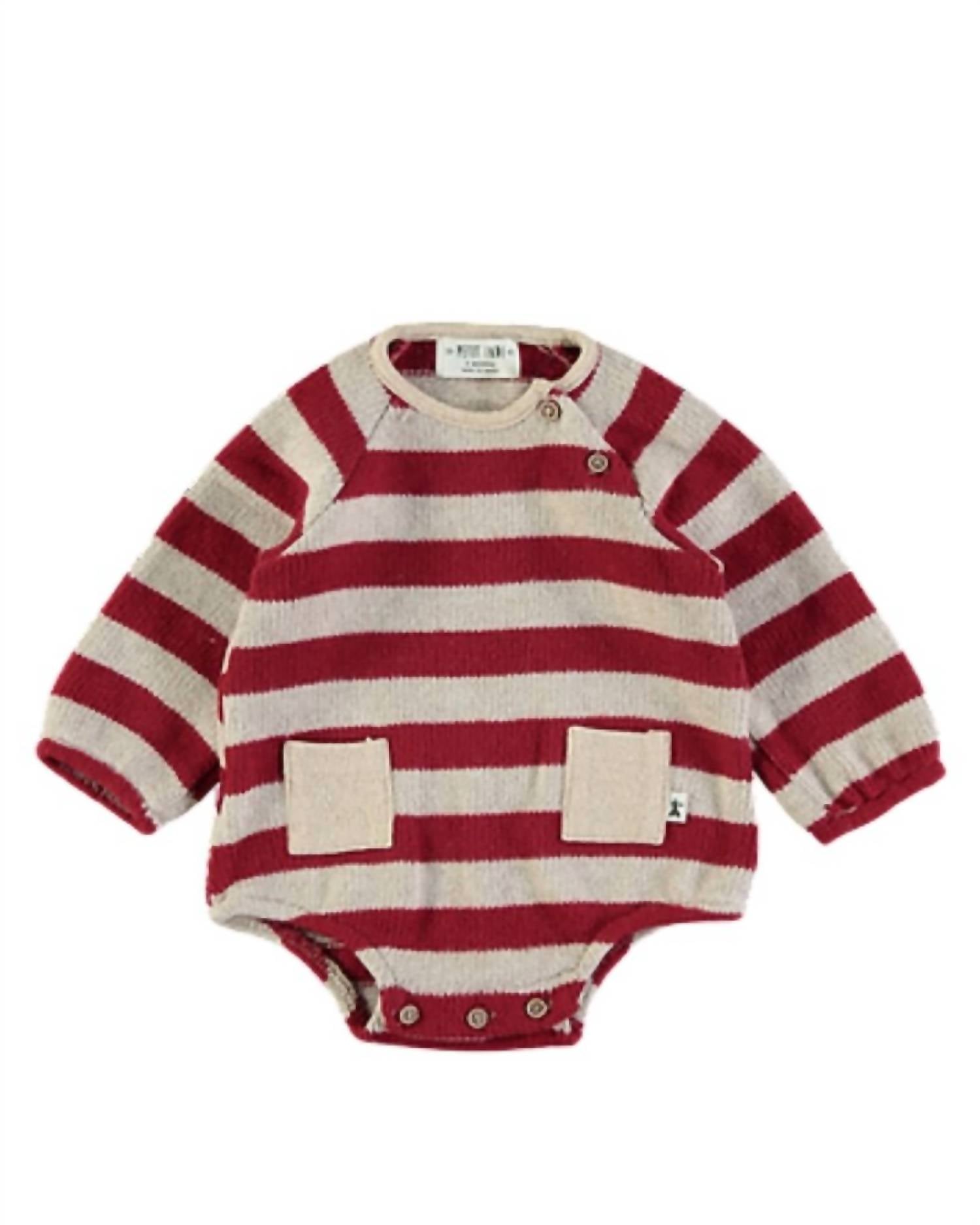 Petit Indi - Babys Stipey Knit Romper