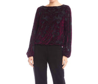 Karen Kane - Blouson Sleeve Velvet Burnout Boatneck Top