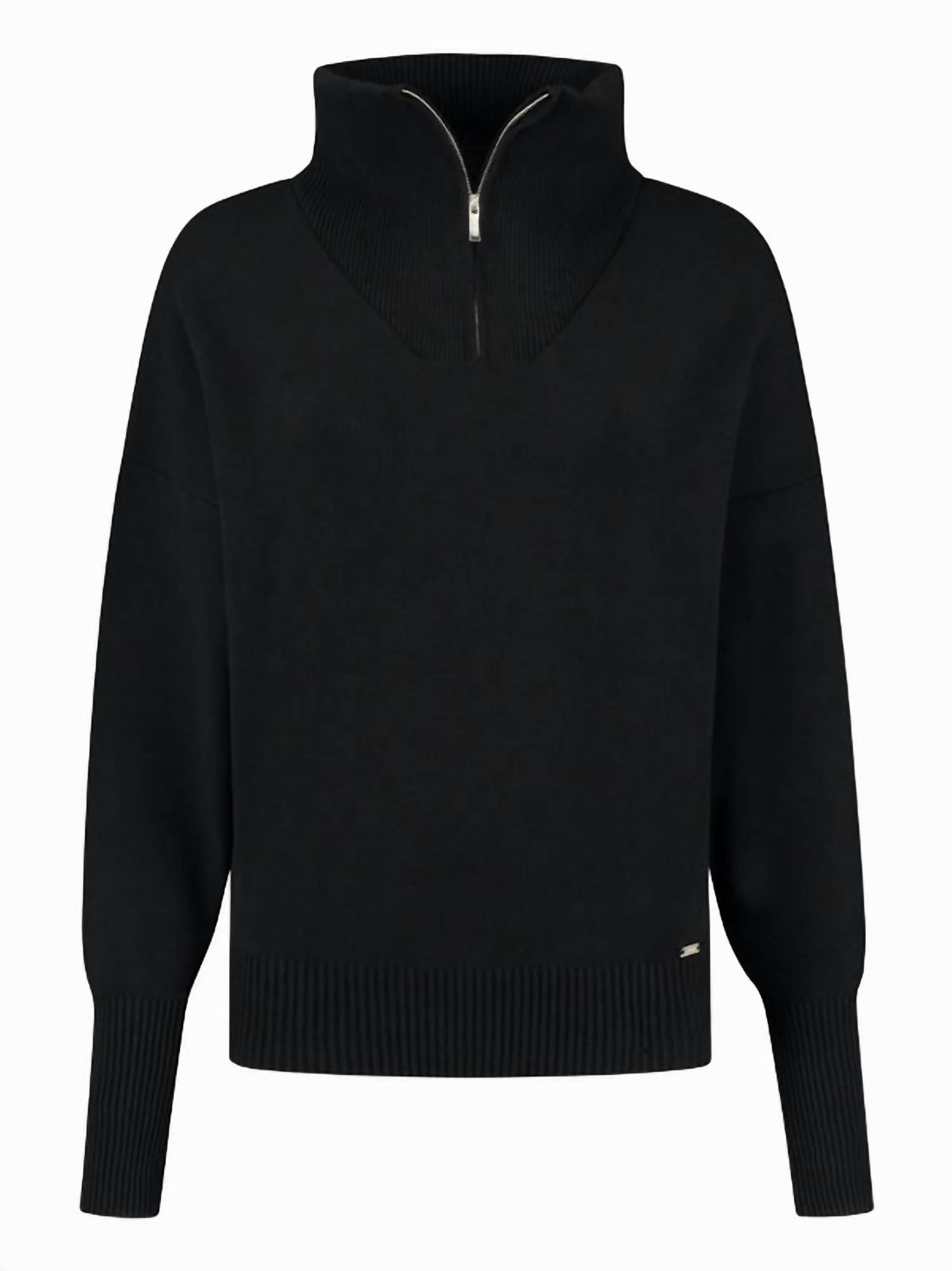 Lune Active Olly Half Zip Sweater in black - women's sweater - alternate view