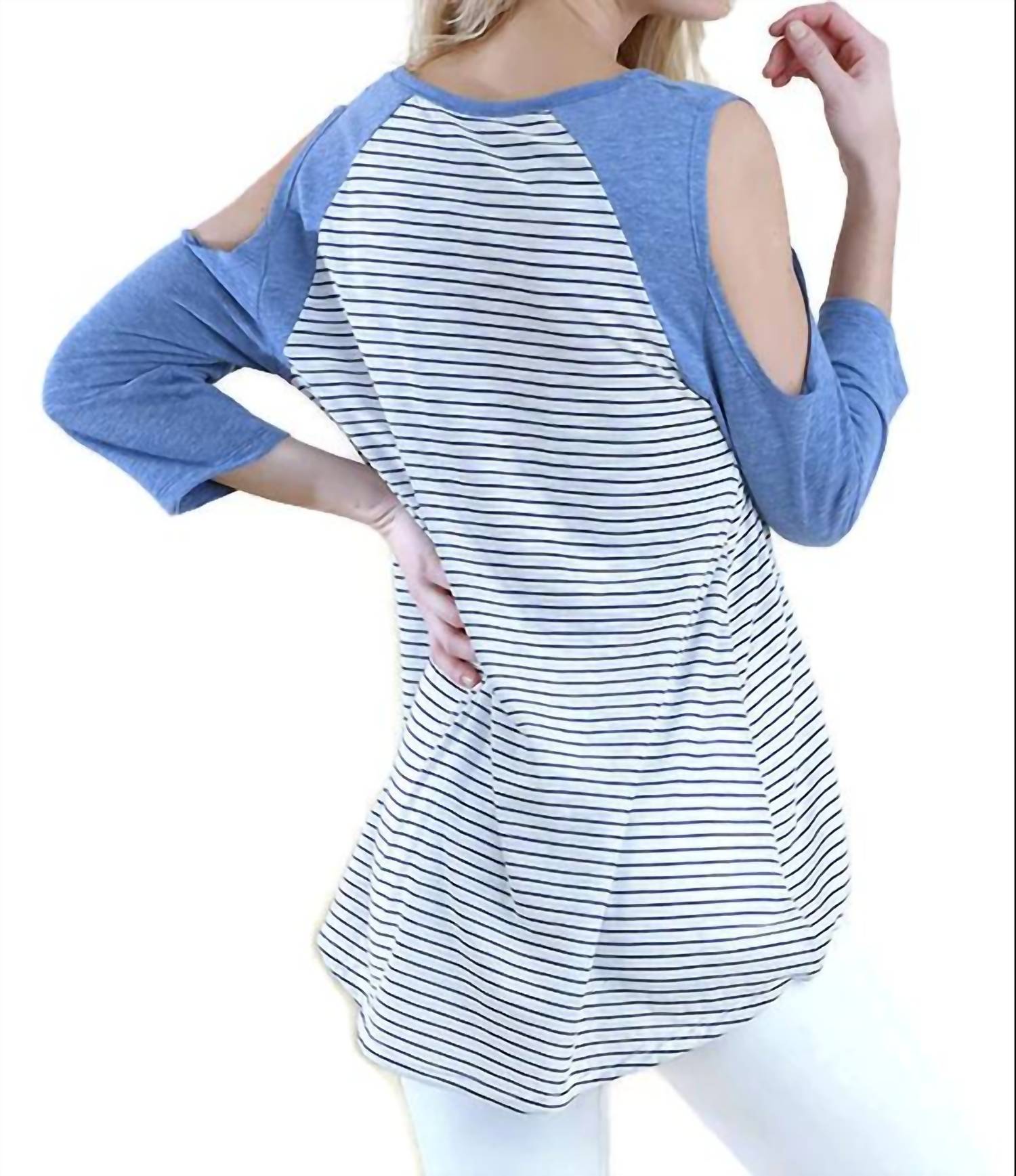 Umgee - Open Shoulder Striped Raglan Top