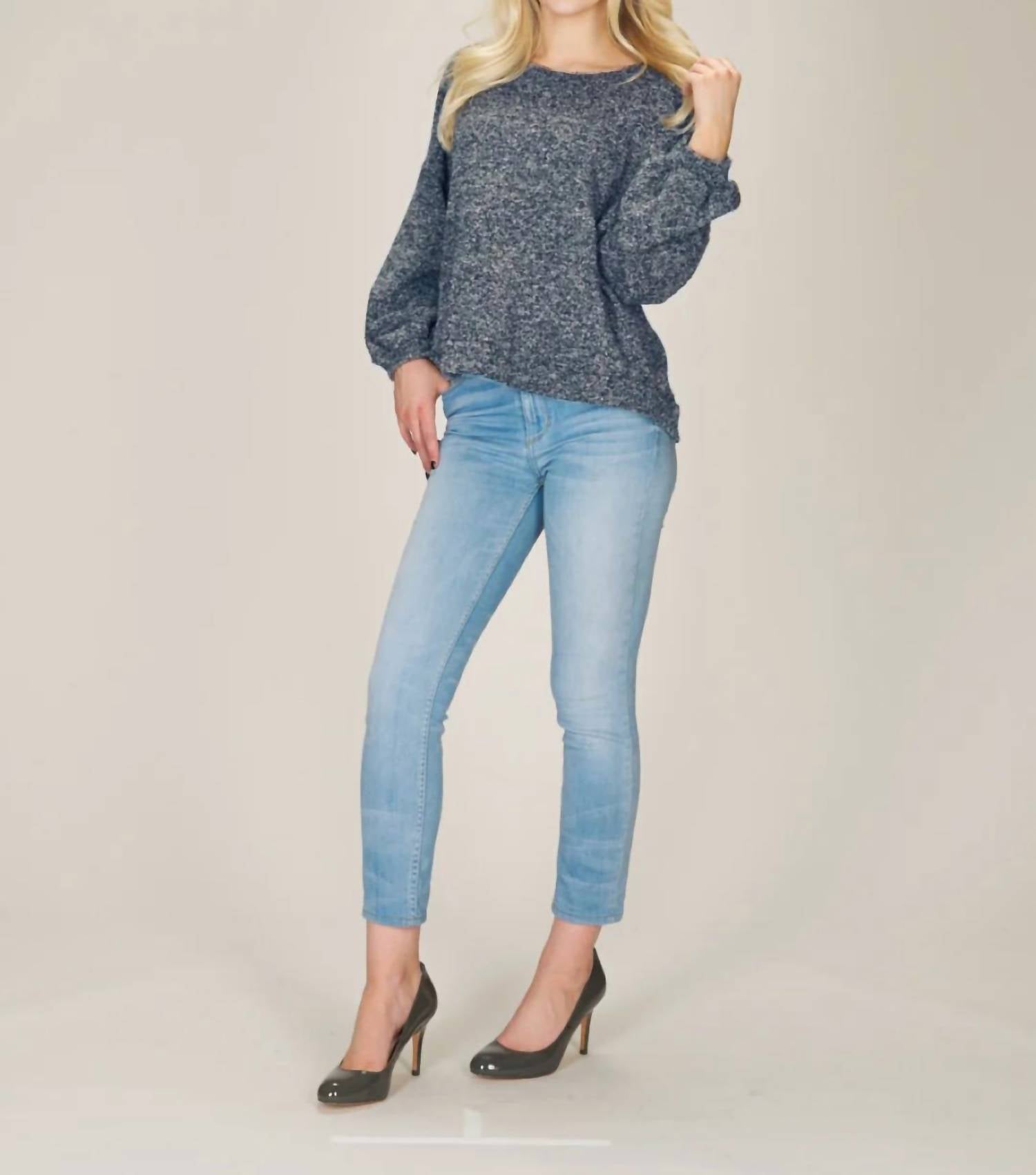 Papillon - Heathered Texutred Knit Crop Sweater Top