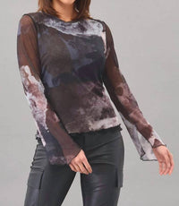 Lola & Sophie Full Moon Mesh Shirt in black - women's blouse