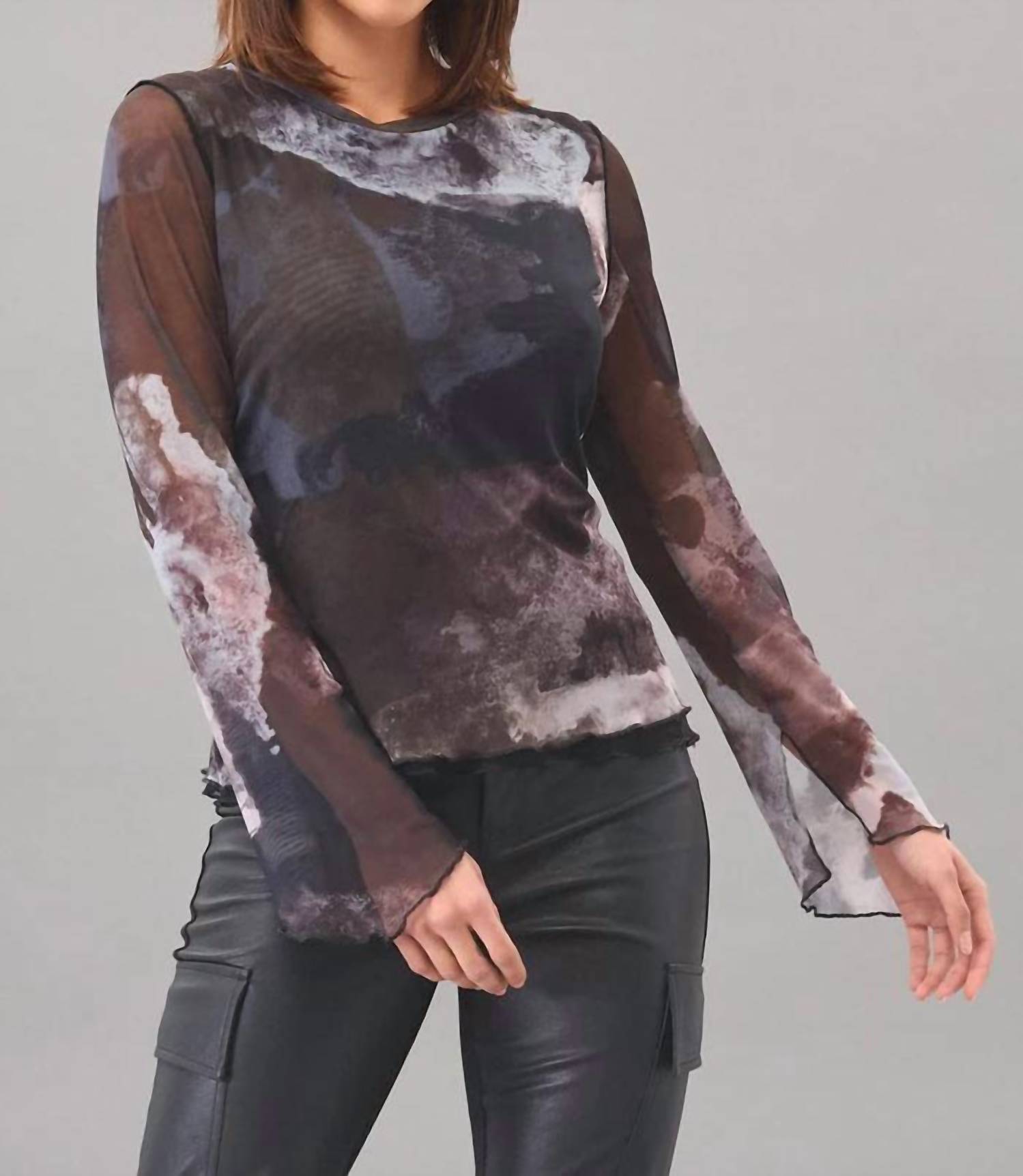 Lola & Sophie Full Moon Mesh Shirt in black - women's blouse