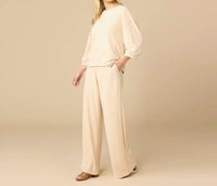 Softies - Terry Cropped Sleeve With Wide Leg Pants Set