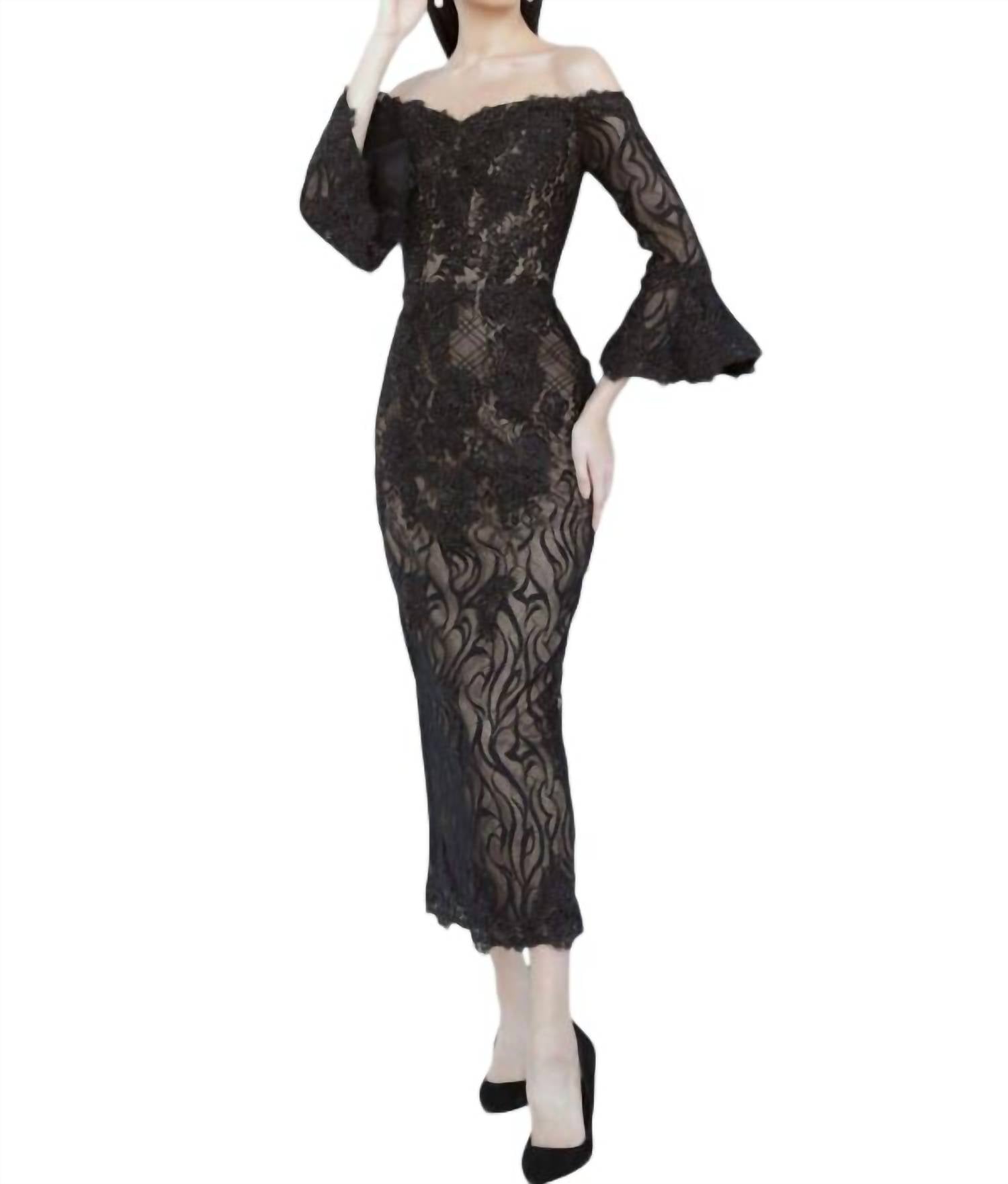 Jvn - Bell Sleeve Lace Dress