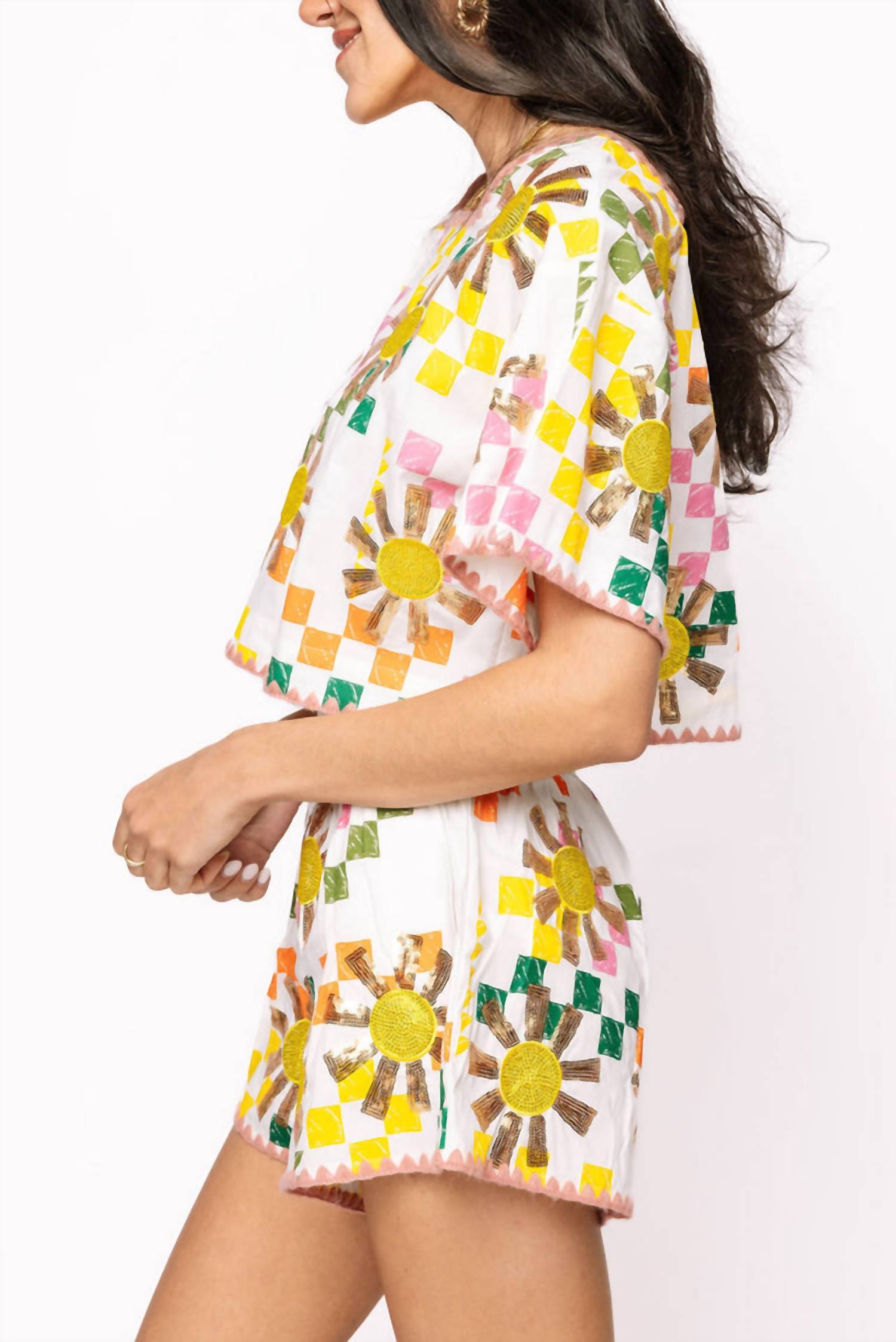 Queen Of Sparkles - Checkered Sun Top