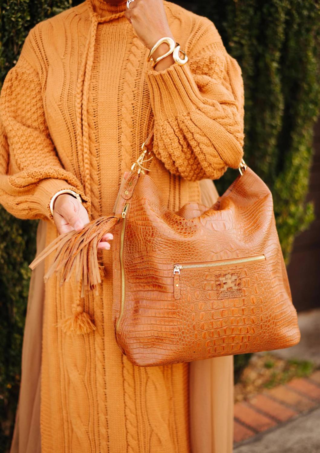 Charlie Leather - Marta Croco Large Cross Body Handbag