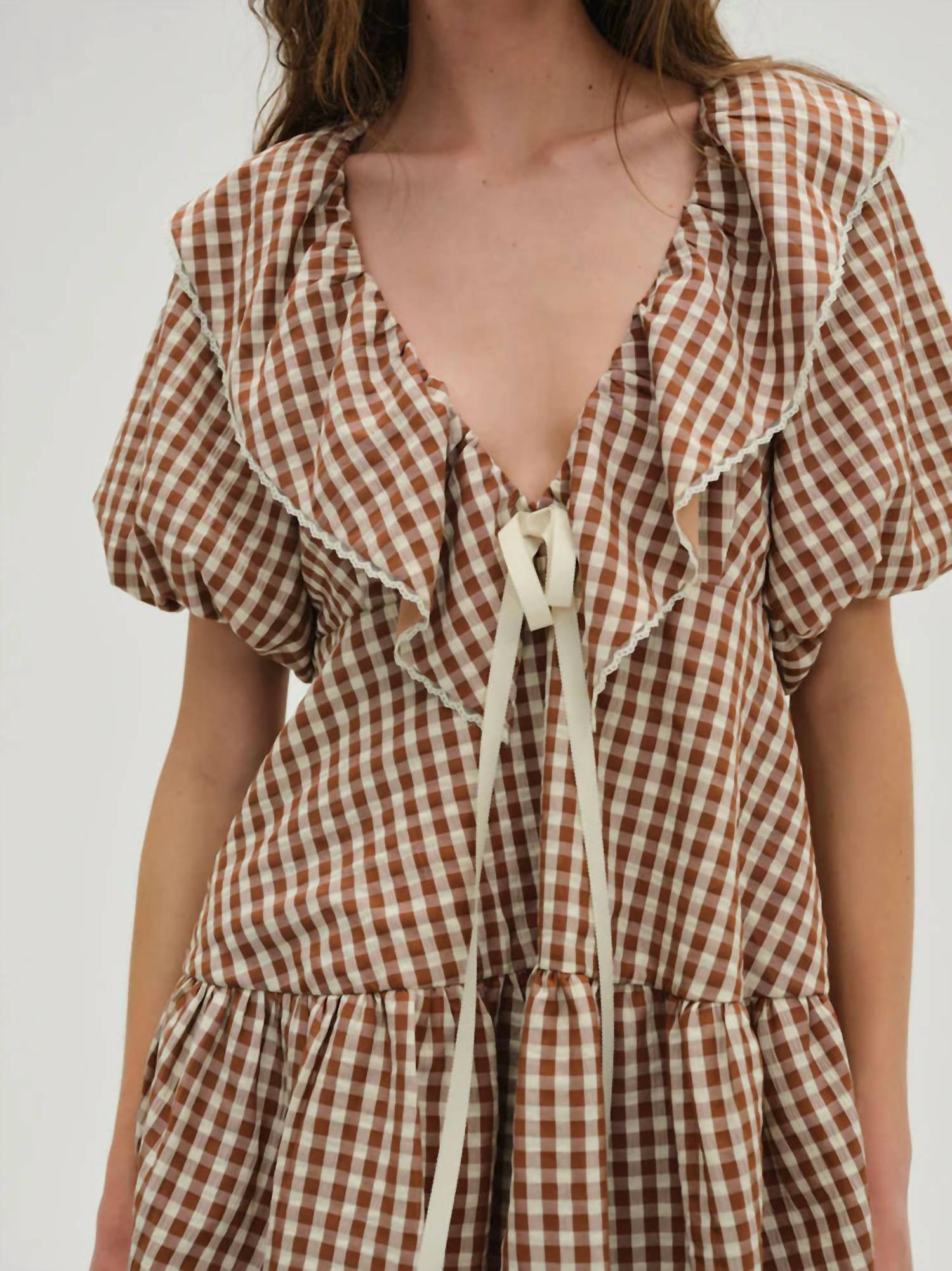 Lil Lemons By For Love And Lemons - Gingerbread Gingham Mini Dress
