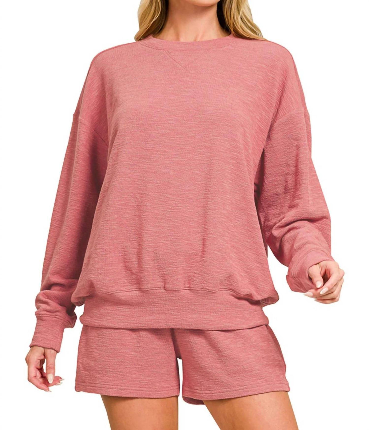 Zenana - Pullover Top And Short Lounge Set